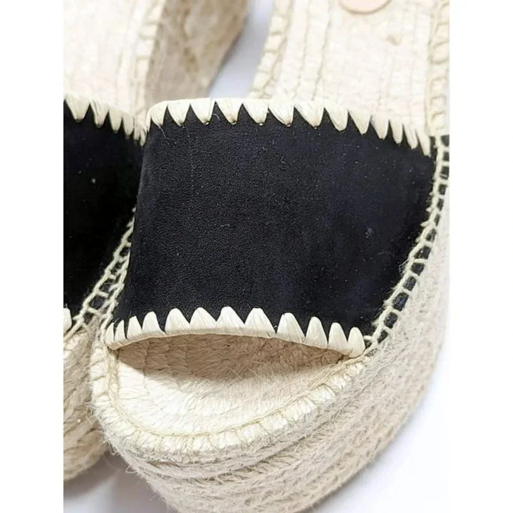 Pour La Victoire Women's Ria Suede & Raffia Platform Sandals Size 9.5 MSRP $245